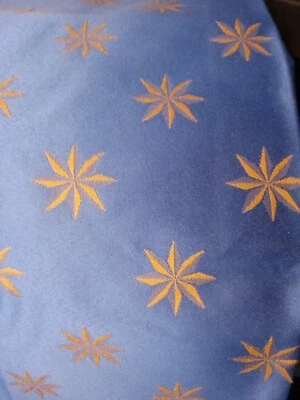 Blue Fabric Gold Star Pinwheel Heavy Duty Thick Woven Embroid Feels Resistant - Image 1 of 2