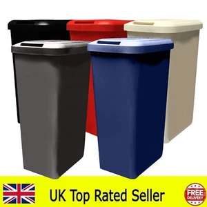 45l tontarelli rectangle touch top bin waste rubbish kitchen office bin - Picture 1 of 22