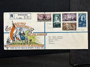 63001 1952 SOUTH WEST AFRICA SWA Stamps Registered On FDC Nice - Picture 1 of 4