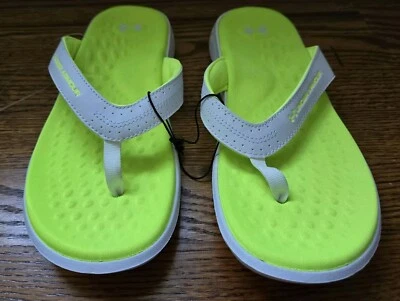 Chanclas Under Armour Ignite Pro Marbella para mujer 9 blancas/amarillas de alta visibilidad Foto 1 de 4