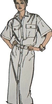 1980s Shirt Dress Button Through Drop Shoulder Style Sewing Pattern 4736 - Image 1 of 3