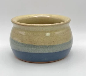 Vaso ciotola ceramica fatto a mano marrone azzurro marchio artista - Foto 1 di 7