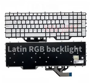Latin RGB Backlit Keyboard for DELL Alienware M17 R2 2019 M17 R3,Area 51m Silver - Picture 1 of 4