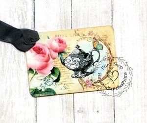 Hang Tags VINTAGE STYLE TEAPOT ROSE POSTCARD TAGS or MAGNET #135 Gift Tags - Picture 1 of 5