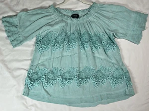 Camisa Vici Para Mujer Pequeña Verde Menta Blusa De Gran Tamaño Boho Chic Hada Preciosa - Imagen 1 de 12
