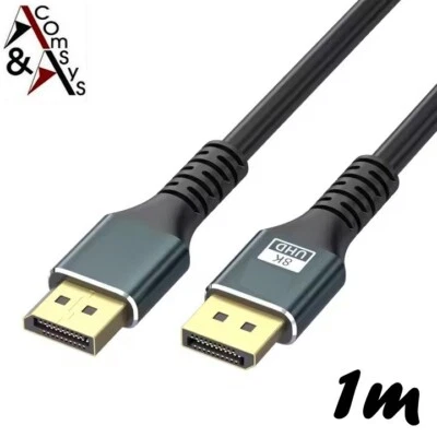 1m DisplayPort Kabel 8K 4K 1.4 DP Kabel 60Hz 165Hz UHD WQHD HDR Monitor Beamer - Bild 1 von 4