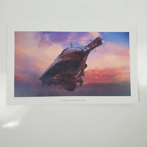Fallout 4 Art Print Brotherhood Of Steal Prydwen Over Boston Exclusive 9" x 5.5" - Picture 1 of 3