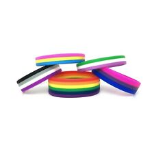 SALE SECONDS Gay Rainbow LGBT Stripe Wristband Silicone Band Bracelet Bisexual