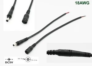 1Pair DC Power 5.5 x 2.1mm Male Female Connector Cable Lock CCTV LED Strip 18AWG - Picture 1 of 8