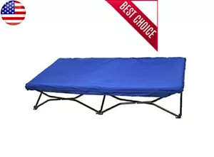 Cama portátil para niños pequeños azul real lámina ajustada marco de acero ligero confort - Imagen 1 de 4