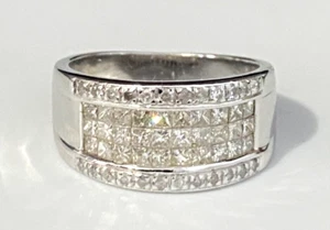 18K White Gold & 1.20CT Diamond Invisible Set Ring Size M 1/2 - 6 1/4 - Picture 1 of 5