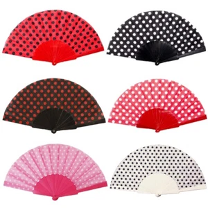 HAAC Fächer Faltfächer Farbe Rot mit schwarzen Punkten Feste Fasching Karneval - Bild 1 von 13