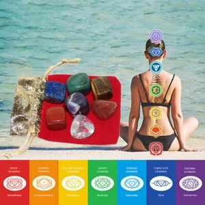 7pcs/Set Chakra Stones Palm Natural Stone Reiki Healing Crystals Gemstones Decor - Picture 1 of 6