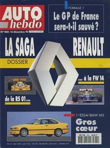 AUTO HEBDO n°860 16/12/ 1992 BMW M3 DTM M3 190E 80 QUATTRO - Imagen 1 de 1