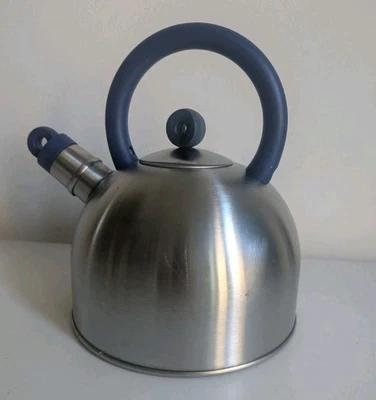 Vintage Ikea 365+ Stainless Steel Whistling Tea Kettle Blue Handle by Sue Pryke - Image 1 of 4