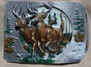 Gürtelschnalle Hirsch Natur Tier Vintage Wald 1990 Bergamotte - Bild 1 von 7