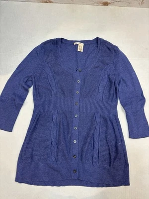 Suéter DKNY Jeans Para Mujer Azul Con Botones Manga 3/4 Tejido Talla Pequeña *leer* Foto 1 de 4