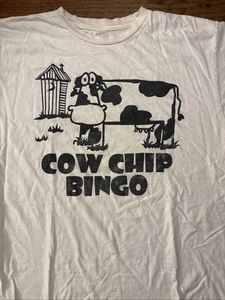 Vintage Cow Chip Bingo T Shirt Size L Made In USA - Picture 1 of 13