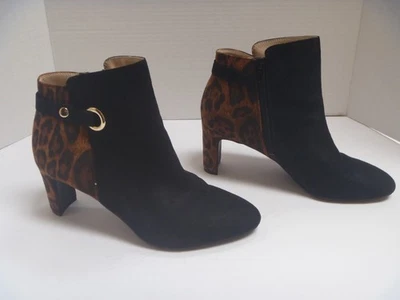 LifeStride Womens Size 8W Leopard Print & Black Suede Ankle Booties 3" Heels - Image 1 of 4