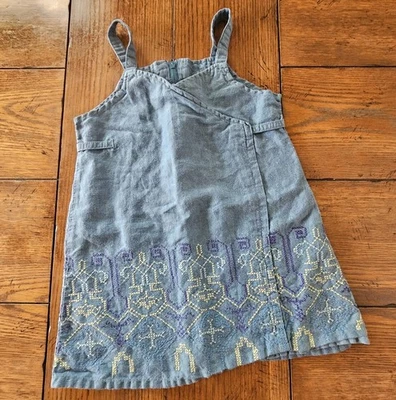 Vestido Vintage Gymboree Niñas 3T Denim Bordado Correa Espagueti Azteca Azul Foto 1 de 4