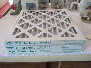 Filterbuy 12x12x1 Pleated Air Filters Replacement MERV 8 Set Of 3 - Picture 1 of 1