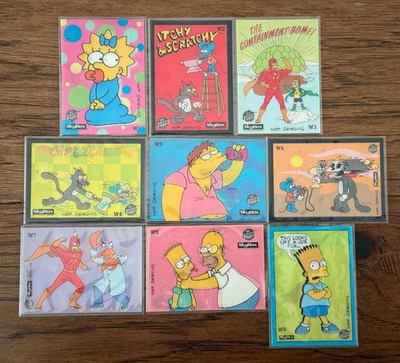 THE SIMPSONS SERIES 1 WIGGLE LENTICULAR SKYBOX 1993 CHASE CARD SET (W1-W9) NM-M - Image 1 of 4