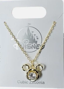 Collar de cristal de circonita cúbica en tono dorado con oreja de Mickey Mouse de los parques de Disney - Imagen 1 de 1