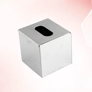 Caja de pañuelos de acero inoxidable soporte de papel para servilletas para oficina en casa contenedor de pañuelos - Imagen 1 de 11