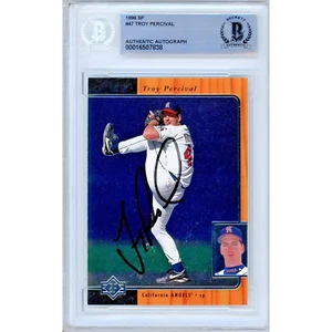 1996 Upper Deck SP #47 Troy Percival Signed Card AUTO Beckett Slabbed LA Angels - Picture 1 of 5