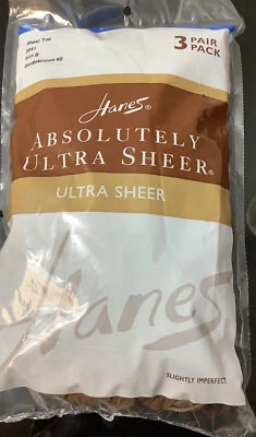 Hanes Absolutely Ultra Sheer pantyhose 3 pair pack slightly Imperfect - Image 1 of 2