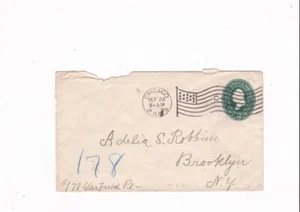 1896 CHICAGO, ILL. TO BROOKLYN, NY. 2 CENT FRANKIERTER POSTBRIEF VOLLER FAHNENSTEMPEL - Bild 1 von 2