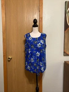 Style & Co XL Multi-Color w/Floral Print Sleeveless Scoop Neck Tie-Front Blouse - Picture 1 of 4