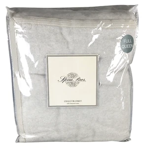 SFerra Chalet Blanket Full Queen Light Grey Brushed Cotton Portugal 90" X 90" - Picture 1 of 10