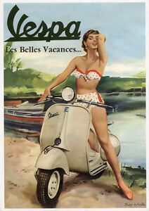 VESPA POSTER Scooter 60's Classy Italy Retro Large Poster Ad Wall Decoration 