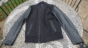 The Kooples Jacket Black S Small Leather Wool Mens - Picture 1 of 16