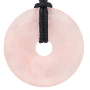 Rosenquarz Donut Anhänger Edelstein 40 mm Scheibenstein Pi Stein Heilstein - Bild 1 von 1