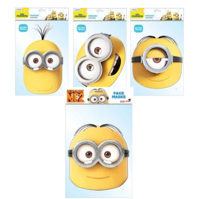 Minions Masks Despicable Me 2 Bob, Dave, Stuart, Kevin Party Face Masks - Image 1 of 2
