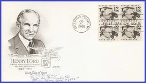 USA3 #1286A ADDR ARTMASTER FDC BL4 Henry Ford - Bild 1 von 1