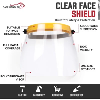 Safe Handler Clear Face Shield, Lightweight Reusable Facial Protection, One Size - Image 1 of 4