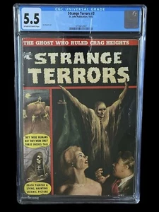 Strange Terrors #3 Vol 1 CGC 5.5 1952 OW/W PGS bemalt CVR. Kubert Kunst Johannes - Bild 1 von 6