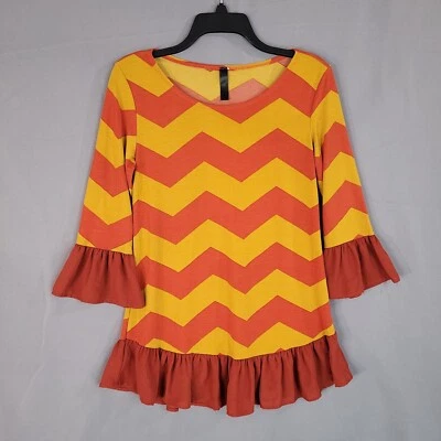 Women's Pullover Blouse 3/4 Sleeve Ruffle Trim Orange/Yellow Size XS - Image 1 of 4