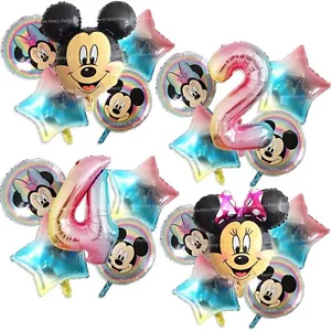 Mickey Mouse Birthday Balloons Rainbow Minnie Foil Balloons Disney Party Balloon - Picture 1 of 13