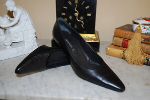 BRUNO MAGLI ITALY BLACK LEATHER CLASSIC WOMEN'S HEEL PUMP SHOES SIZE 8 1/2 AA