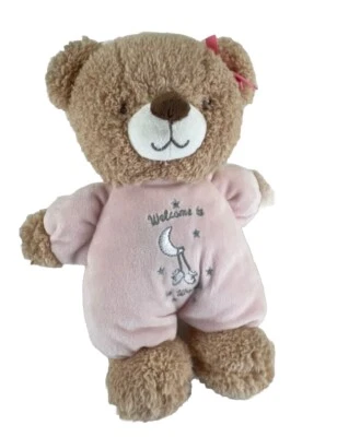 Little Me Baby Girls Pink Plush Welcome To The World First Bear With Rattle 9” - Image 1 of 4