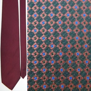 Seidenkrawatte Karotte & Gibbs weinrot rot schwarz blau geometrisch Diamantstreifen - Bild 1 von 4