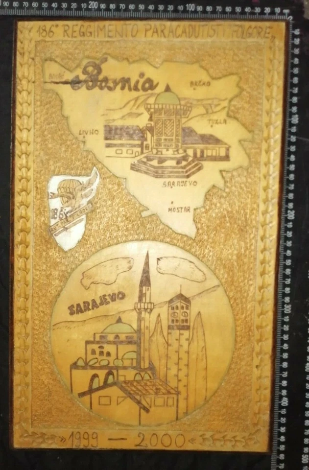 CREST PARACADUTISTI FOLGORE 186° REGGIMENTO IN BOSNIA SFOR INTARSIATO RARITÀ! - Immagine 1 di 1