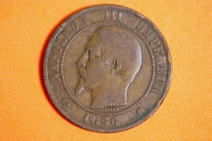 1856 K France 10 Centimes Bronze Coin #M17467 - Picture 1 of 2