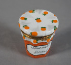 Boîte à boissons en porcelaine peinte à la main Limoges France - pot à gelée orange marmelade