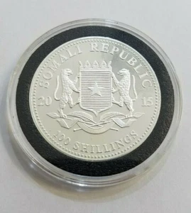 2015 República de Somalia, moneda de plata 0,999 de 1 oz, elefante africano de vida silvestre - Imagen 1 de 4