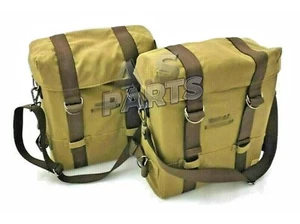 Par de bolsas de oliva con cesta militar aptas para Royal Enfield Classic 350cc 500cc - Imagen 1 de 5